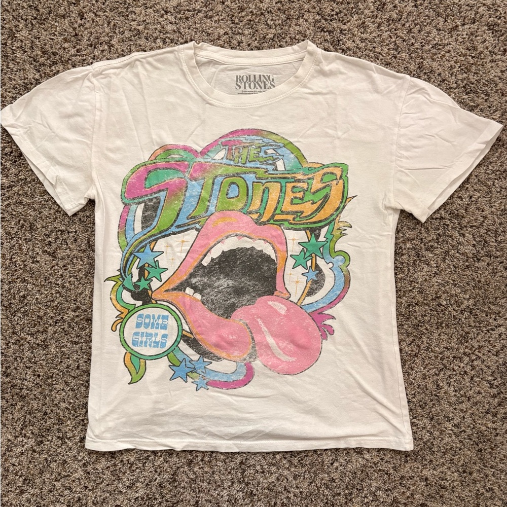 the Rolling Stones White Tee with Gray Logo
